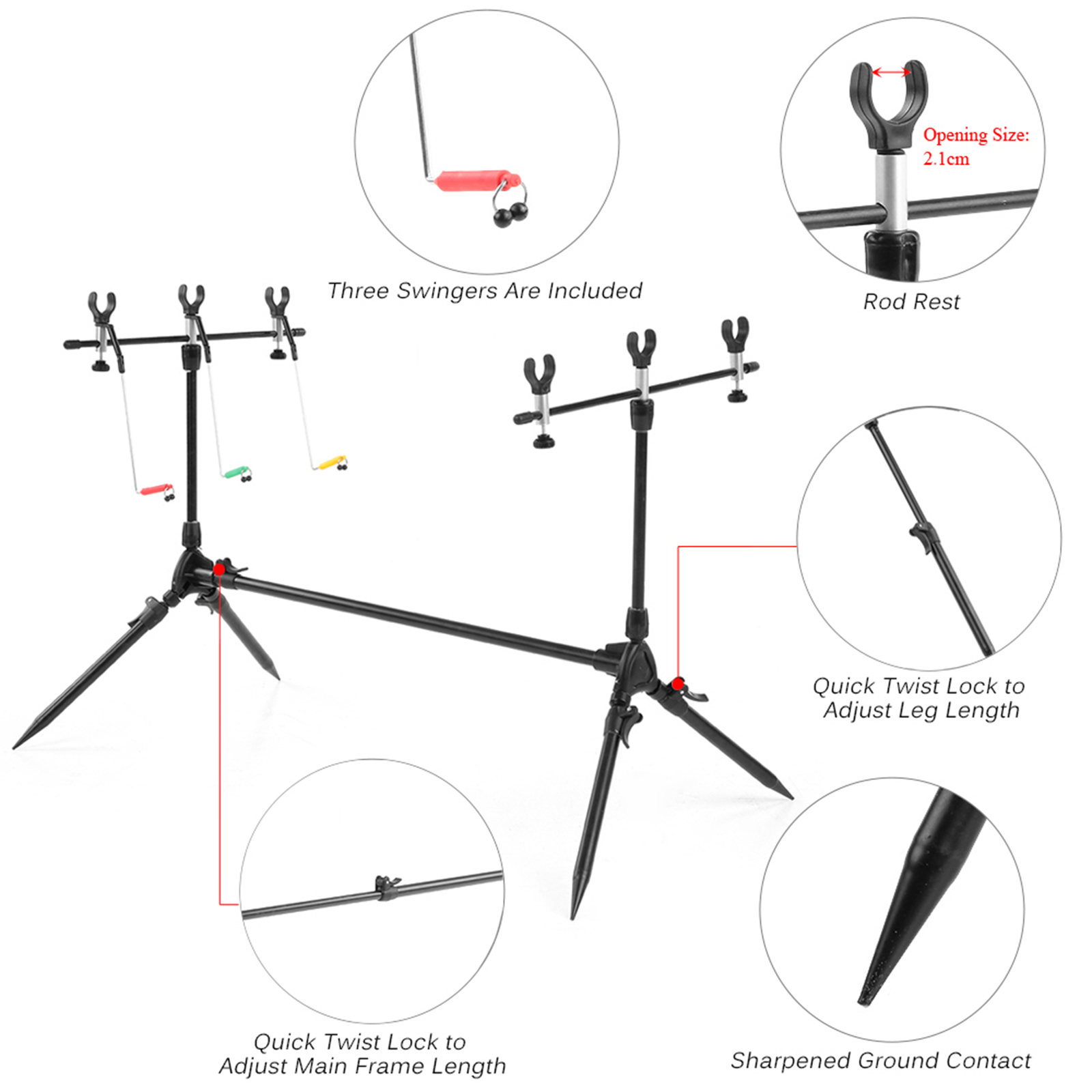 Lixada 3-in-1 Fishing Rod Pod  - đánh giá và giá Bite Alarm